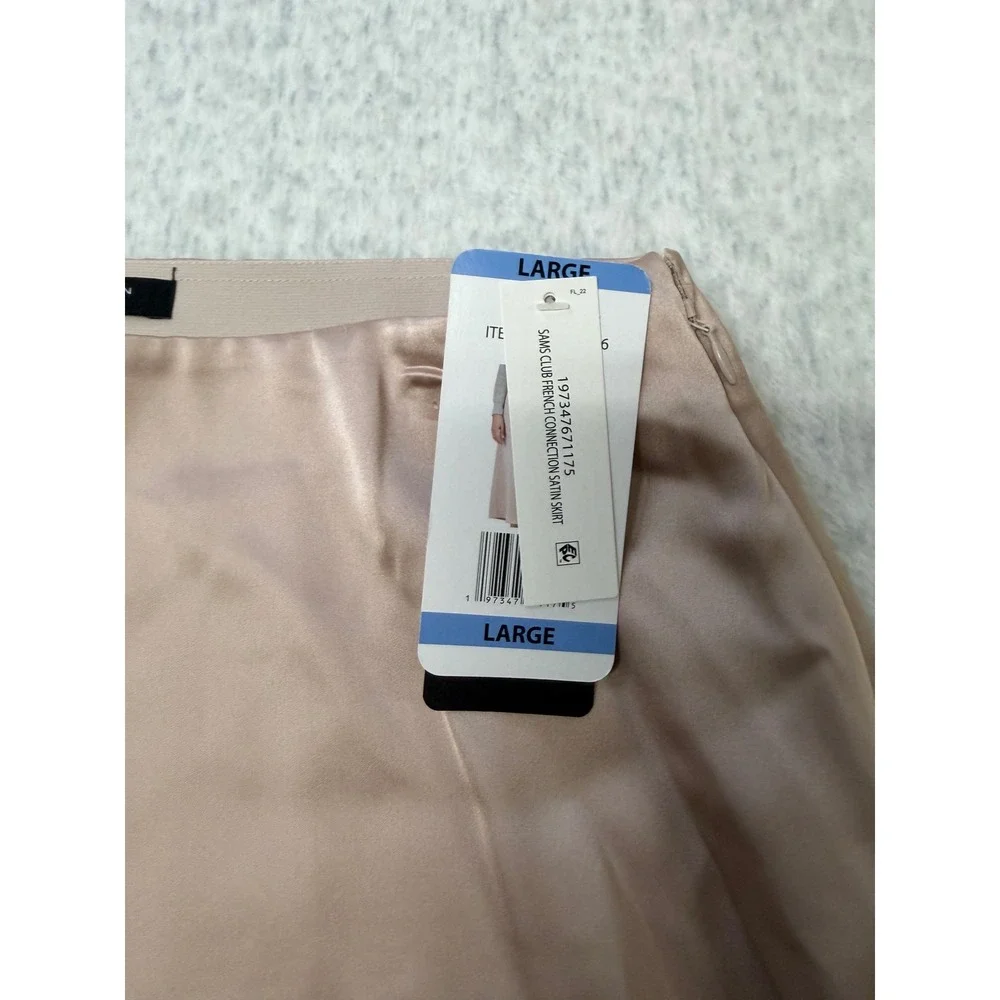 French Connection Satin Midi Slip Skirt Beige Womens Large- imperfect see pic.